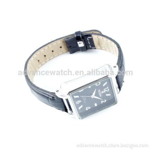 Unique Leather Band Square Dial Quartz Wrist Watch